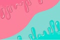 Sweet drips of liquid ice cream versus in two colors over pink and turquoise colors Royalty Free Stock Photo