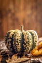 Sweet dumpling pumpkin on wooden table Royalty Free Stock Photo