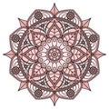 Sweet dusty rose mandala with floral pattern. Vector drawing Royalty Free Stock Photo