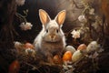 Rabbit and Easter Eggs Graphic illustration for Easter day background