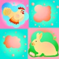 Sweet easter set with chicken and rabbit