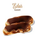 Sweet eclairs with chocolate glaze on top Royalty Free Stock Photo