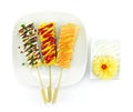 Sweet Egg Tomago in Skewers Japanese Style Royalty Free Stock Photo