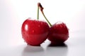 Sweet Elegance: Freshly Picked Cherries on a White Background