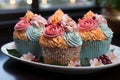 Sweet Euphoria Elegant Cupcakes in a Rainbow of Colors Royalty Free Stock Photo