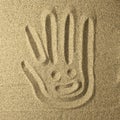 Sweet face in the sand handwriting in the sand