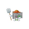 Sweet Farmer security box open cartoon mascot with hat and tools