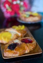 Sweet flaky pastry with fruits Royalty Free Stock Photo
