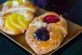 Sweet flaky pastry with fruits Royalty Free Stock Photo