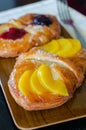 Sweet flaky pastry with fruits Royalty Free Stock Photo