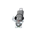 Sweet flashdisk cartoon character design speaking on a headphone