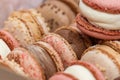 Sweet flavored cookies macarons, delicious french dessert