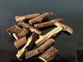 Sweet flavoured Glycyrrhiza glabra or Mulethi herbal medicinal root