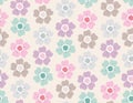 Sweet Floral seamless groovy pattern in retro style. Vintage moodd ,Hand drawn pastel blossom Vector illustration