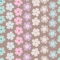 Sweet Floral seamless groovy pattern in retro style. Vintage moodd ,Hand drawn pastel blossom Vector illustration
