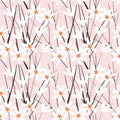 Sweet flowers on sweet pink background seamless pattern