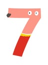 Sweet font for kids, number seven personage vector