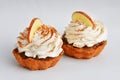 Sweet food cake tartlet with whipped cream