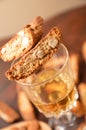 Cantuccini italian cookies with almonds and liquor vin santo Royalty Free Stock Photo