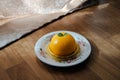 Sweet food of dessert Orange Cake with orange mousse Royalty Free Stock Photo