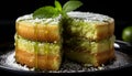 Sweet food, gourmet, culinary, freshness, plate, sugar, slice, dessert generated by AI