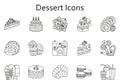 Sweet food line icons set. Dessert collection