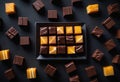 sweet food placed on a table chocolate cubes Royalty Free Stock Photo