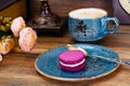 Sweet French Macaroons with Cofee Cup Royalty Free Stock Photo