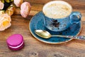 Sweet French Macaroons with Cofee Cup Royalty Free Stock Photo