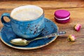 Sweet French Macaroons with Cofee Cup Royalty Free Stock Photo