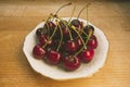 Sweet fresh cherries in film style