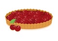 Whole sweet cherry tart icon vector Royalty Free Stock Photo