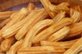 Sweet fresh churros snack close up