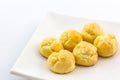 Sweet Fresh Mini Cream Puffs, Profiterole, Choux,Eclair. Royalty Free Stock Photo