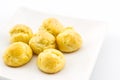 Sweet Fresh Mini Cream Puffs, Profiterole, Choux,Eclair. Royalty Free Stock Photo