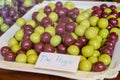 Sweet fruit candy beads in artisan Spanish conery shop, english translation: olives