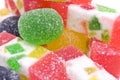 Sweet fruit color candy on white