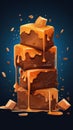 Sweet Fudge Candy Vertical Trendy Illustration.