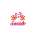 Sweet full color bicycle logo vector, cute pink and yellow sweet bike logo icon design Royalty Free Stock Photo