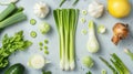 Sweet garlic in the center, surrounded by vegetables representing its benefits