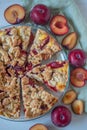 Sweet German plum cake Zwetschgenkuchen with crumbles Royalty Free Stock Photo