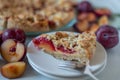 Sweet German plum cake Zwetschgenkuchen with crumbles Royalty Free Stock Photo