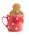 Sweet gingerbread man in cup.