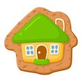 Sweet gingerbread, traditional homemade cookie in a house shape