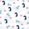 Sweet Girl Cosmetic Vector Graphic Art Seamless Pattern