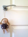 Sweet girl on doorframe Royalty Free Stock Photo