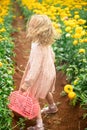 Sweet Girl in Flowers. Spring concept. Summer