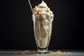 Sweet Glass vanilla milkshake. Generate Ai Royalty Free Stock Photo