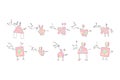 Herd of Pink Unicorns with wings and horn - Doodle Vector Illustration of a Hand Drawn Unicorn Sketch