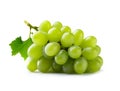 Sweet grapes with leaves on white backgrounds Royalty Free Stock Photo